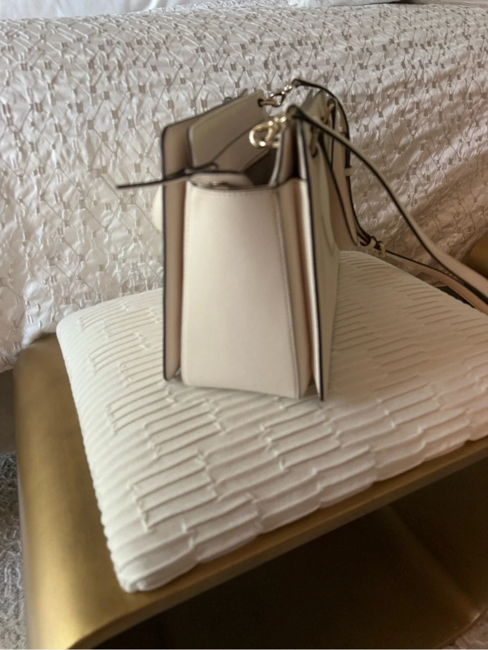 NWOT Kate Spade cream colored pebbled leather satchel